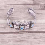 White Snakeskin Bangle With Pave Crystal Evil Eye Shell Bead Leather Width 20mm Cuff Bangles thumbnail-4