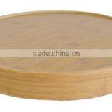 DT027 Two Ear/ Two Handles Round 5 cm High Bamboo Custom Serving Tray thumbnail-4