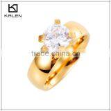 Hot Sale Low Price Couple Crystal Wedding Stainless Steel Rings thumbnail-2