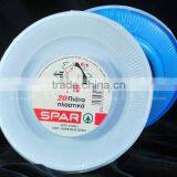 2 colors plate, surface white bottom blue, round plastic plate