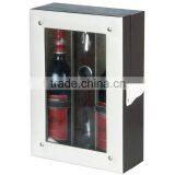 Chinese factories wholesale custom high-grade leather 2 bottles of red wine box, dark brown beautiful gift box