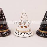 Wholesale Top Sell Pyramid Hollow Out Ceramic Incense Burner With Round Bottom thumbnail-4