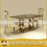 Luxury Rose Gold Marble Dining Table Set Restaurant Furniture thumbnail-4