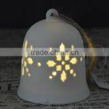 Ceramic Indoor Christmas LED Light Bell With Hollow Design Wholesale thumbnail-2