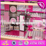 New Style 30 Furniture Pieces Children Pretend Play Wooden Giant Doll House W06A222 thumbnail-3