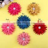 Fabric Flower With Rhinestone Center for Kids Hair Accessories thumbnail-1