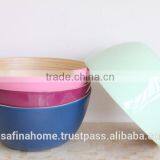 Round Colored Lacquer Bamboo Salad Bowl thumbnail-1