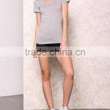 Korean Ladies Tops Latest Neck Design Fashion Tee Shirt HST3788 thumbnail-3