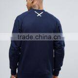 Manufacturer High Quality Durable Raglan Sleeves Baseball Collar 100% Cotton Sweat Navy Casual Men Sport Plain Bomber Jacket thumbnail-2