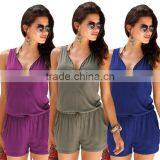 Zm50235b Europe Hot Sale Women Clothes Sleeveless v Neck Jumpsuits Pure Color Lady Pants thumbnail-1