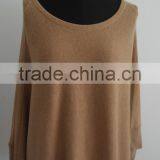 Fashion Ladies Camel Plain Knitted Poncho Sweater thumbnail-1