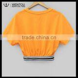 New Fashion Orange Bat Sleeve Printed Ladies T Shirt thumbnail-2