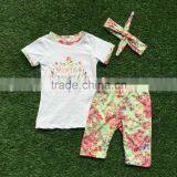 Girls Summer Outfits Baby Girls Boutique Clothing Girls Waht a Wonderful World Outftitsd Children Summer Clothing With Headband thumbnail-1