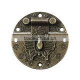Antique Bronze Decorative Butterfly Pattern Clasp Round Jewelry Wooden Box Lock thumbnail-1