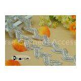 Leaf Shape Iron On Beaded Trims For Wedding Gowns , Rhinestones Trim By The Yard thumbnail-1