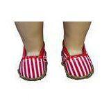 Red And White Streak Muslin Doll Shoes For 18inch Doll , Madame Alexander Doll Shoes thumbnail-1