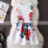 Lake Blue White Rosy r Women Printed A Line Dress/sym Rose Multi Design Sleeveless A Line Dress Skirt