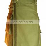 Olive Green Modern Net Pocket Fashion Kilt