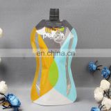 Reusable custom colorful printing plastic liquid stand up spout pouch bag drink pouch with spout