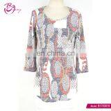 Crew Neck Lady Fashion Design Popular Casual Long Sleeve Blouse