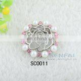 Round Pearl Rhinestone Brooch, Fashion Brooch Flower, Pin Brooch for Scarf