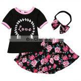 Summer Wear Clothes Little Girl Boutique Clothing Set Matching Printed Shorts 3 Piece Outfit thumbnail-1