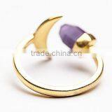 Hot Alloy Adjustable Amethyst Stone Moon Shape Ring for Girl thumbnail-2