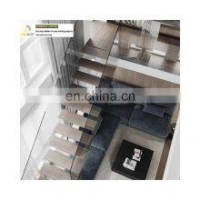 Light Luxury Decoration Style Gold Matt Interior Staircase With Glass Handrails thumbnail-2