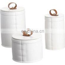 White Leather Cover Canister Sets
