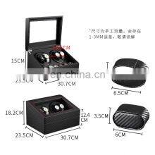 Black Carbon Fiber PU Leather 4+6 Automatic Mechanical Winding Shaker Motor Box Watch Sales Storage Box thumbnail-5