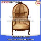 Classic Style Vintage French Egg Shaped Wooden Frame Chair With Lint Fabric Linen Quality Choice thumbnail-1