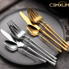 Factory Wholesale Shiny Gold Colored Knife Fork Spoon Cutlery Set For Wedding Table Decoration thumbnail-2