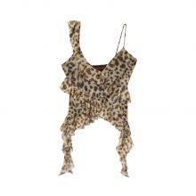 European and American Style Women's New Layered Decorative Printed Silk Mesh Asymmetrical Top thumbnail-2