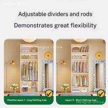 Industrial Style Metal Storage Wardrobe for Rental Properties, Anti-rust Powder Coated Steel Cabinet With Clothes Rods & Compartment Storage thumbnail-2