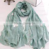 New Design Butterfly Embroidery Cotton Fashion Ladies Scarf thumbnail-2