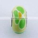 Soft Yellow Fimo Bead Sterling Silver Core Lime Green Flower