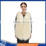 Long Irregular Style Winter Real Whole Hide White mongolian sheep fur Vest