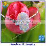 925 Sterling Silver Chain White Opal Hamsa Bracelet thumbnail-5