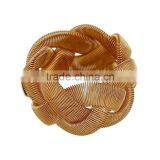 Gold Tone Thick Heavy Wide Braided Metal Hinged Bangle thumbnail-6