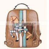 Korea Lovely Horse Patch Fashion High School Leather Backpack thumbnail-3