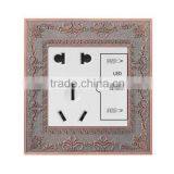 Hot Air Condition 5 Hole Socket, 2 Pin & 3 Pin Socket With Double USB