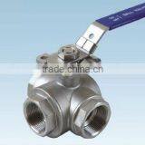 Manual Operation Three-way Stainless Steel Medium/low Pressure Ball Valve With Direct Mounting Pad Apply to Water/oil/gas thumbnail-1