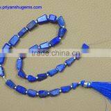 Lapis Hand Made 6*10-8*12 mm Faceted Tumble Shape, 16" Strand Length 100% Natural Gemstones