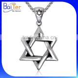 Rock Style Men Jewelry Titanium Stainless Steel Retro Vintage Star Of David Pendant thumbnail-2