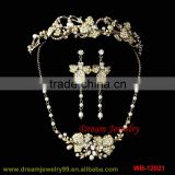 fashion bridal necklace sets timepieces 3pcs jewelry set wedding accessories full rhinestone jewellery sets