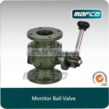 Fire water monitor shutoff ball valve for fire vehicles fire fighting equipment