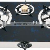 India hot sale kitchen appliance 3 burner glass top gas cooker /gas stove