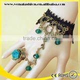 Crystal Lace Bracelet Ring, Gold Bracelet Connected Ring thumbnail-2