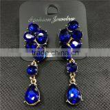 Fashion Crystal Leaf Long Stud Earrings Luxury Brand Vintage Earrings For Women thumbnail-4