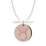 925 Silver/Brass Pandents Rose Gold/Yellow/Silver Plated With Genuine Crystal Customize Design 'Horoscope' for 'Taurus'